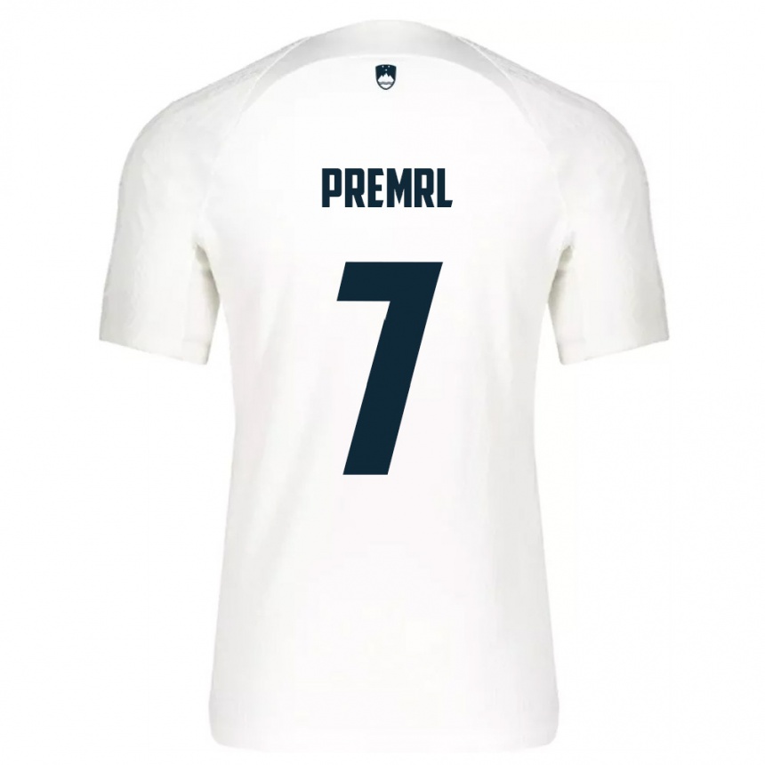 גברים כדורגל סלובניה Jaka Premrl #7 לבן כחול ג'רזי ביתית 26-28