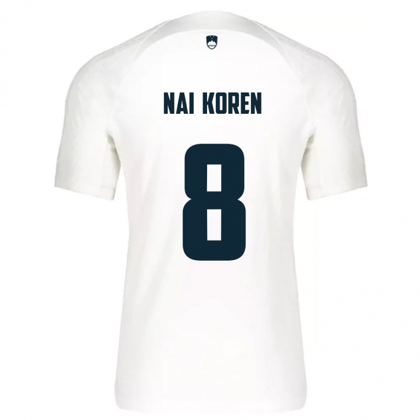 גברים כדורגל סלובניה Tian Nai Koren #8 לבן כחול ג'רזי ביתית 26-28