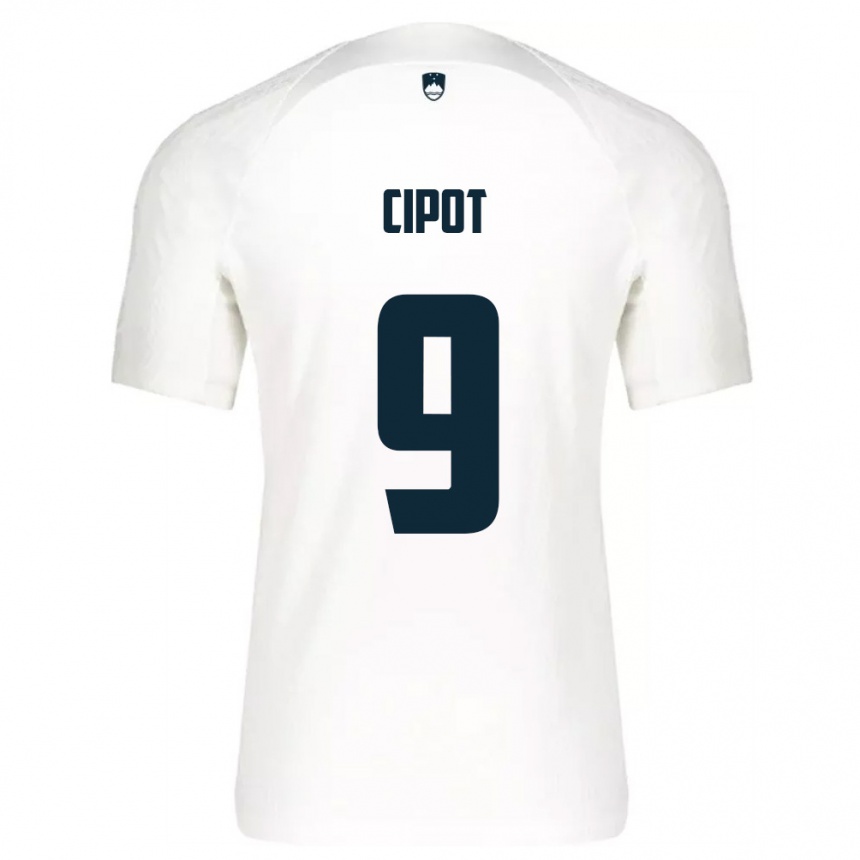 גברים כדורגל סלובניה Tio Cipot #9 לבן כחול ג'רזי ביתית 26-28