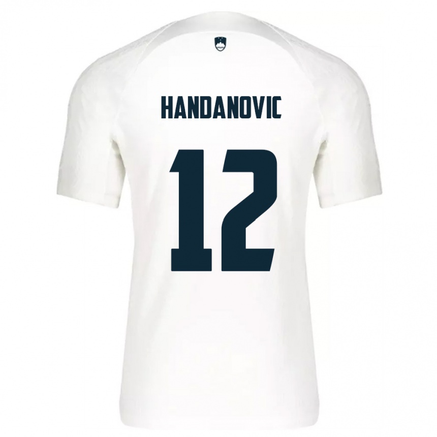 גברים כדורגל סלובניה Tanej Handanovic #12 לבן כחול ג'רזי ביתית 26-28