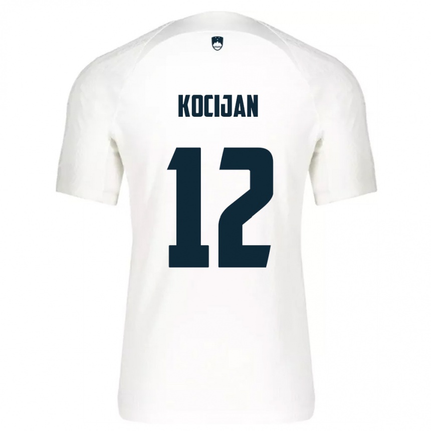 גברים כדורגל סלובניה Iva Kocijan #12 לבן כחול ג'רזי ביתית 26-28