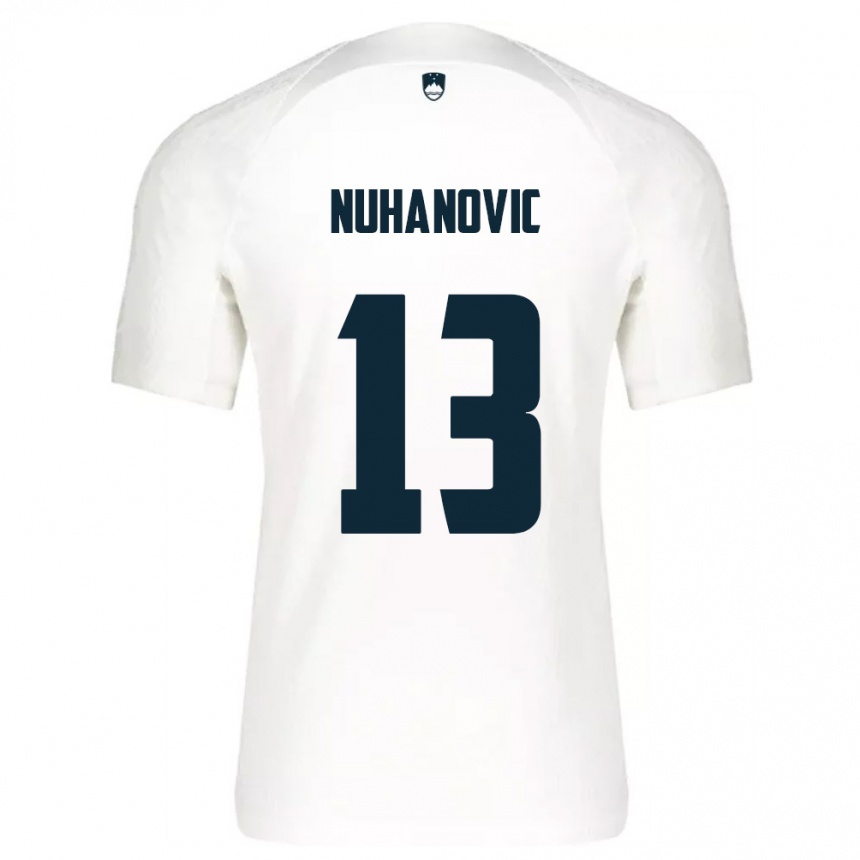גברים כדורגל סלובניה Husko Nuhanovic #13 לבן כחול ג'רזי ביתית 26-28