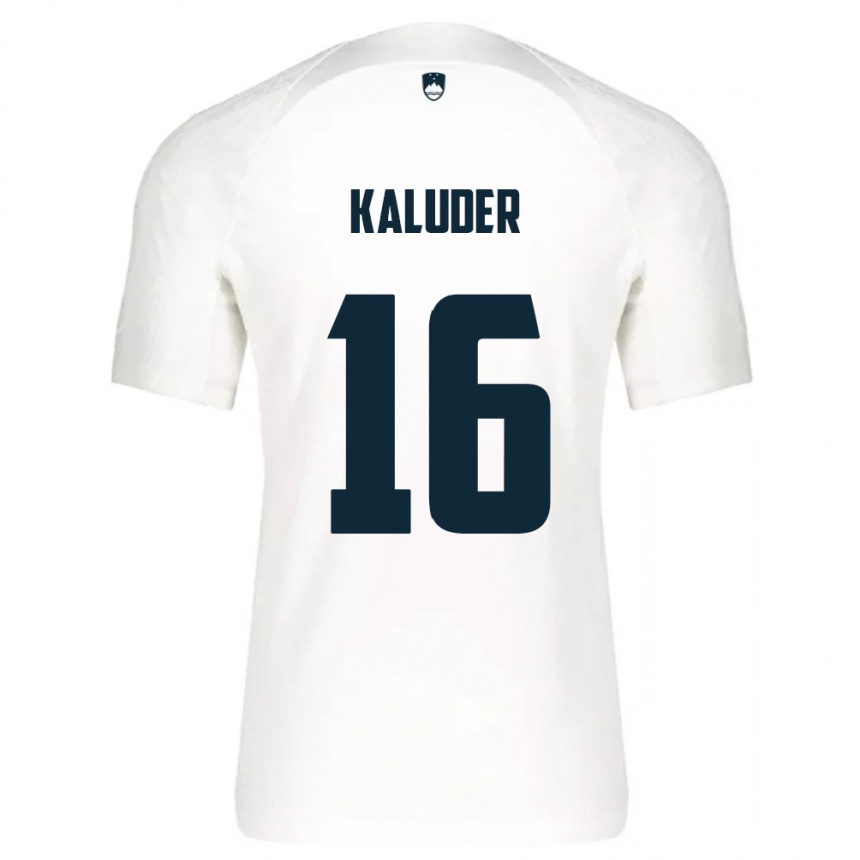 גברים כדורגל סלובניה Grega Kaluder #16 לבן כחול ג'רזי ביתית 26-28