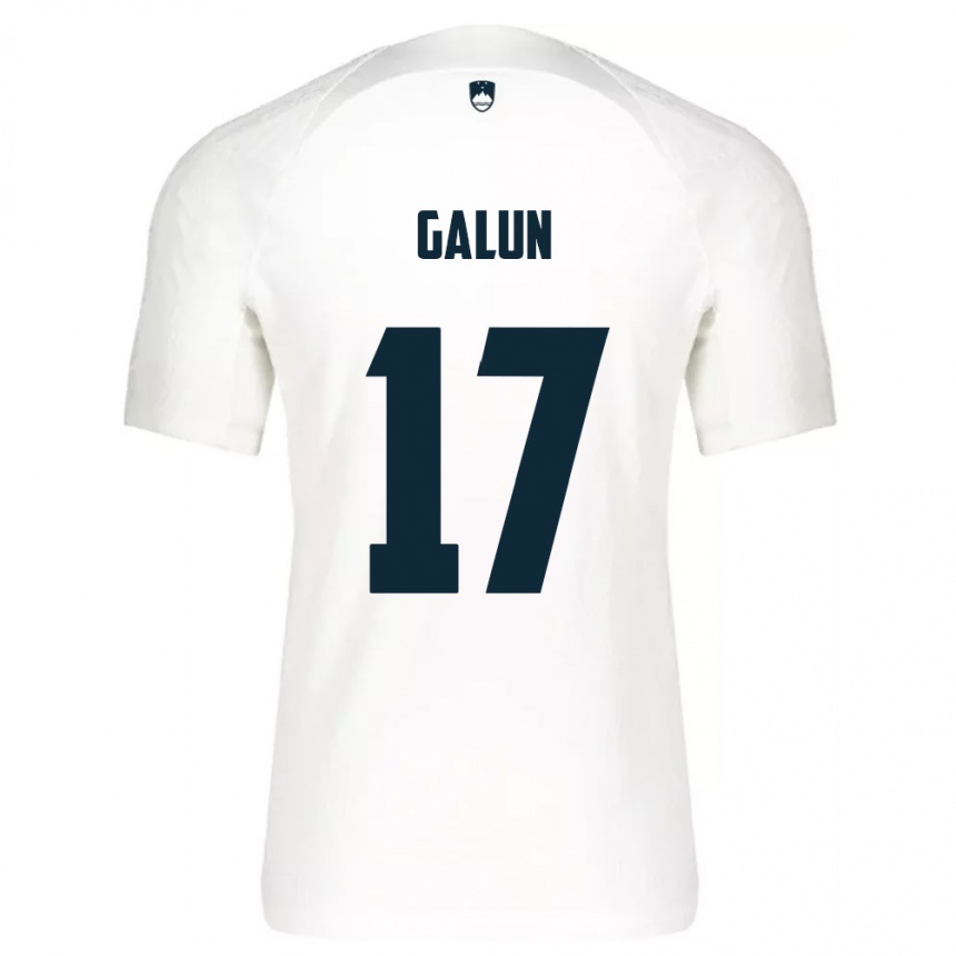 גברים כדורגל סלובניה Damian Galun #17 לבן כחול ג'רזי ביתית 26-28