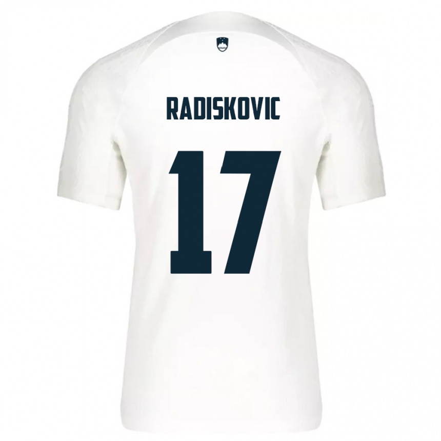 גברים כדורגל סלובניה Aleks Radiskovic #17 לבן כחול ג'רזי ביתית 26-28