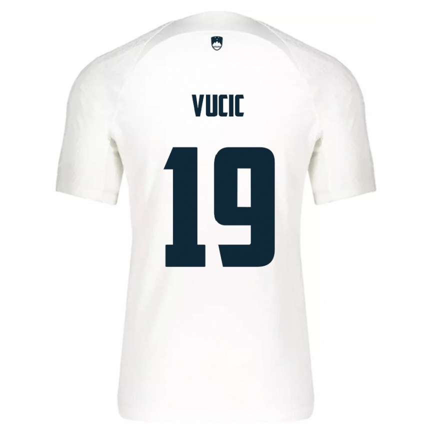 גברים כדורגל סלובניה Aron Vucic #19 לבן כחול ג'רזי ביתית 26-28