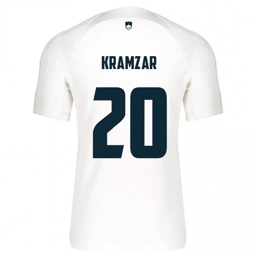 גברים כדורגל סלובניה Zara Kramžar #20 לבן כחול ג'רזי ביתית 26-28