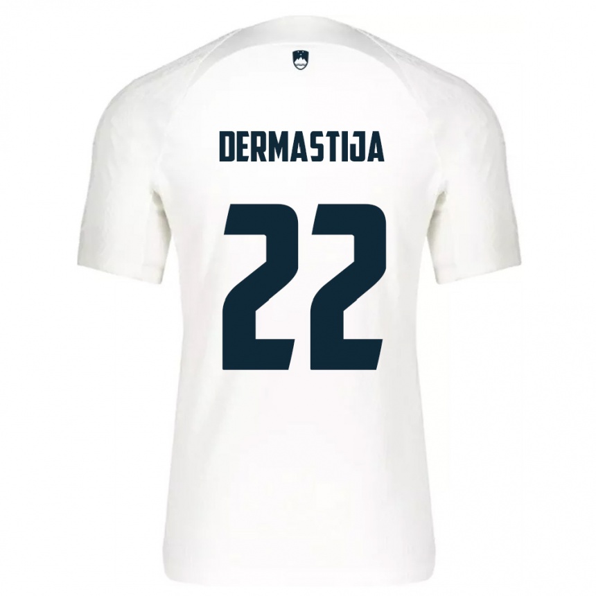 גברים כדורגל סלובניה Nejc Dermastija #22 לבן כחול ג'רזי ביתית 26-28