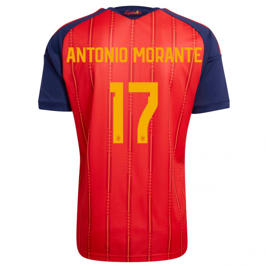 גברים כדורגל ספרד José Antonio Morante #17 אדום כהה צהוב ג'רזי ביתית 26-28