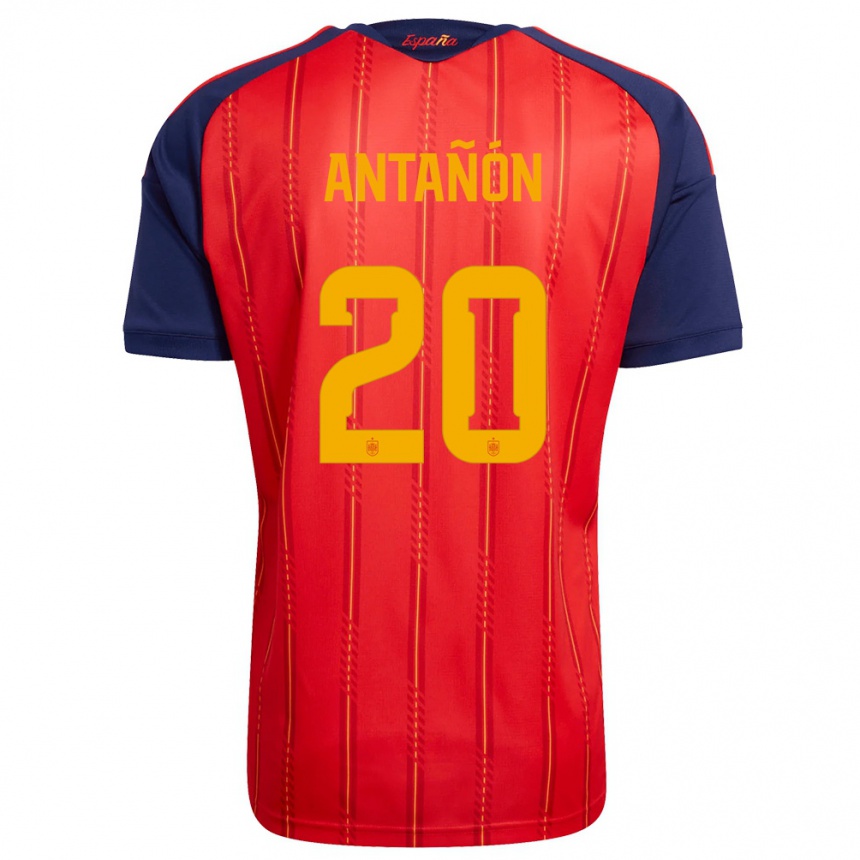 גברים כדורגל ספרד Andrés Antañón #20 אדום כהה צהוב ג'רזי ביתית 26-28