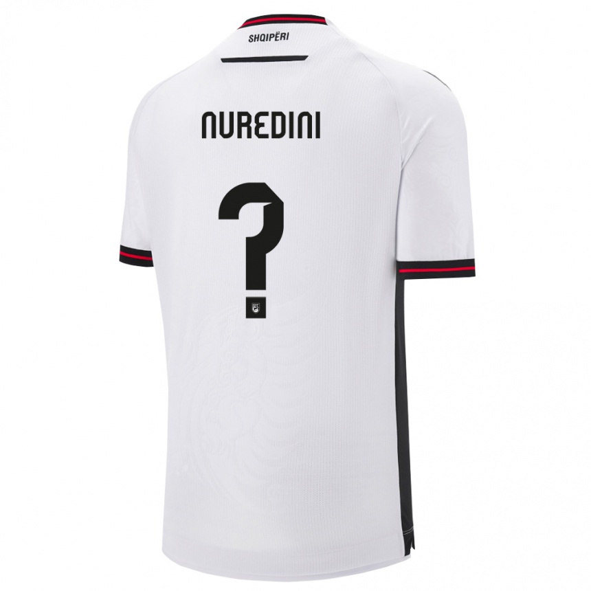 גברים כדורגל אלבניה Ardit Nuredini #0 לבן שחור הרחק ג'רזי 26-28