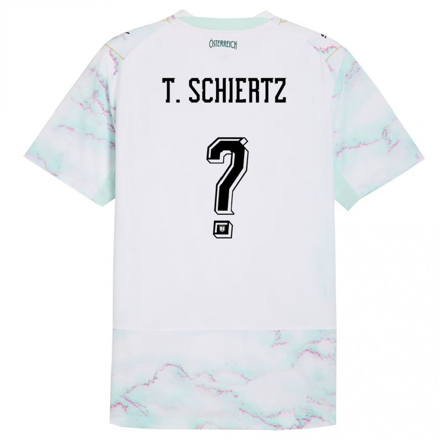 גברים כדורגל אוסטריה Tammo Schiertz #0 לבן ירוק זהב הרחק ג'רזי 26-28