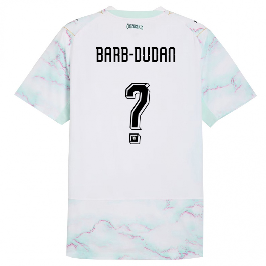 גברים כדורגל אוסטריה Marco Barb-Dudan #0 לבן ירוק זהב הרחק ג'רזי 26-28