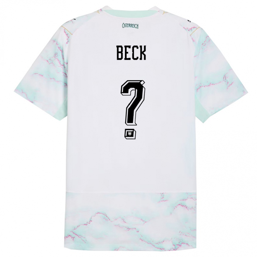 גברים כדורגל אוסטריה Dominik Beck #0 לבן ירוק זהב הרחק ג'רזי 26-28
