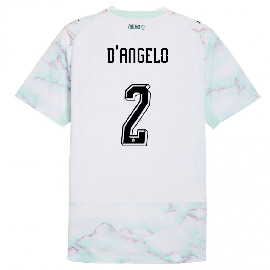 גברים כדורגל אוסטריה צ׳יארה אנה דאנג'לו #2 לבן ירוק זהב הרחק ג'רזי 26-28