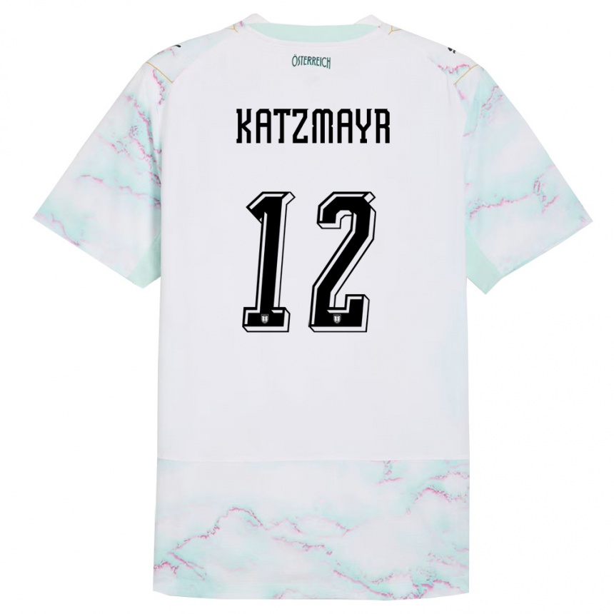 גברים כדורגל אוסטריה Christof Katzmayr #12 לבן ירוק זהב הרחק ג'רזי 26-28