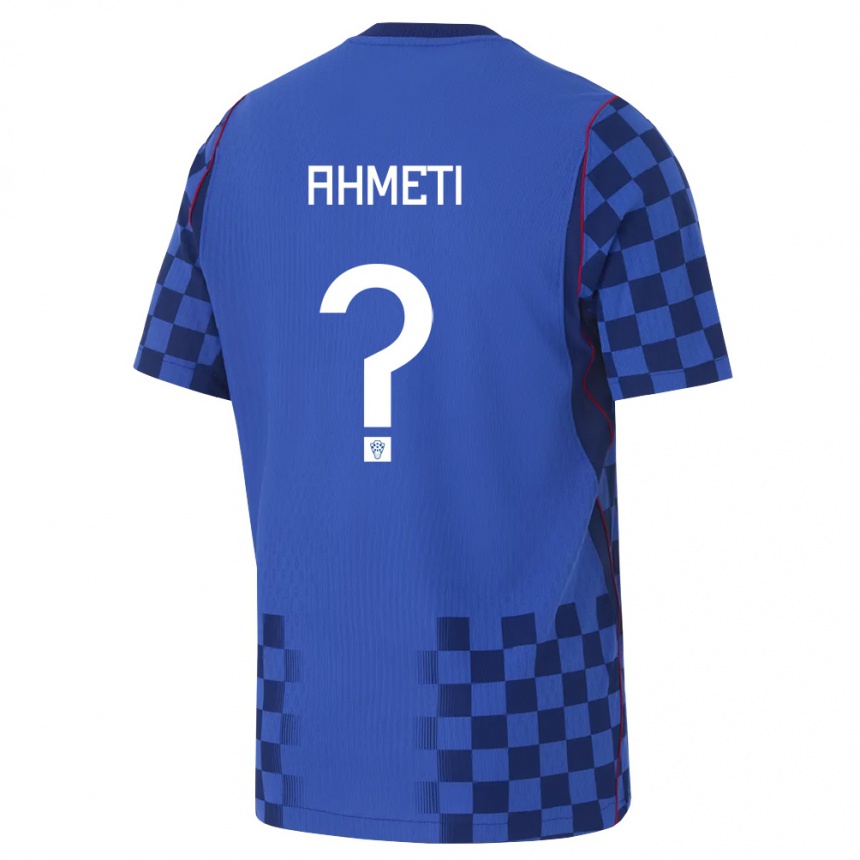 גברים כדורגל קרואטיה Dukan Ahmeti #0 כחול כהה אדום הרחק ג'רזי 26-28