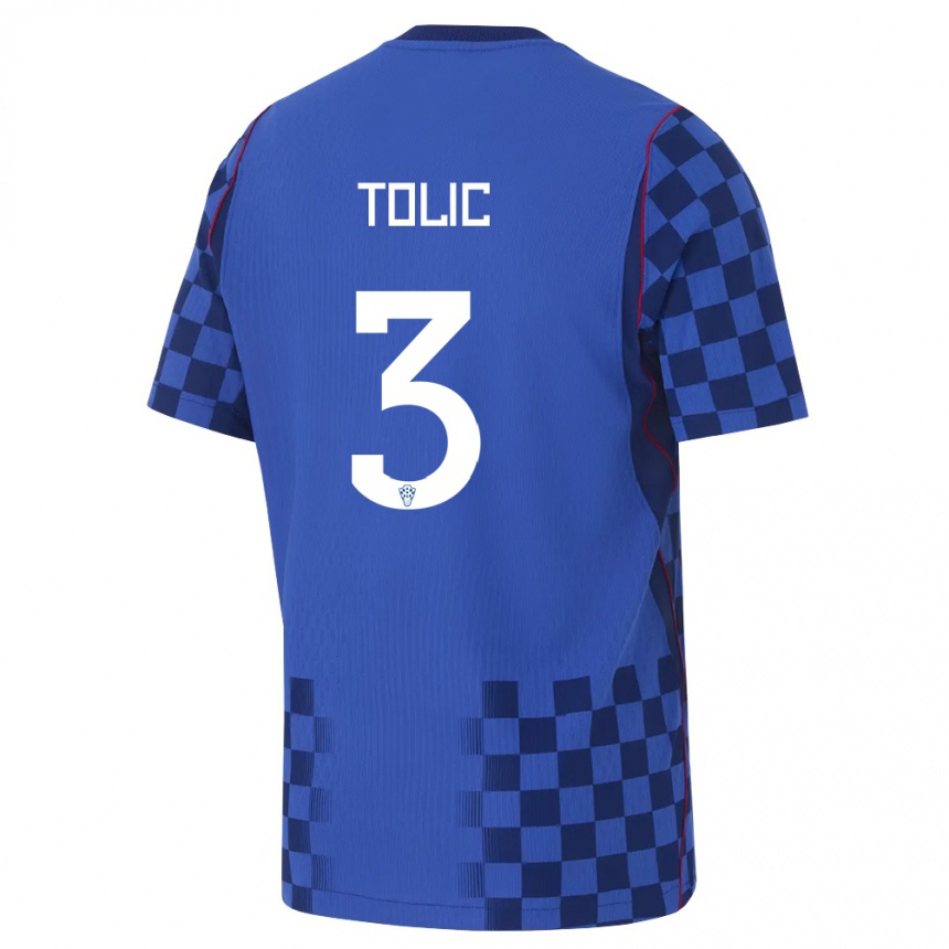 גברים כדורגל קרואטיה Filip Tolic #3 כחול כהה אדום הרחק ג'רזי 26-28