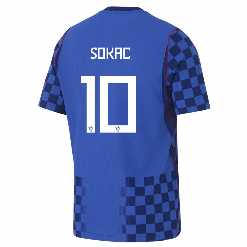 גברים כדורגל קרואטיה Andro Sokac #10 כחול כהה אדום הרחק ג'רזי 26-28