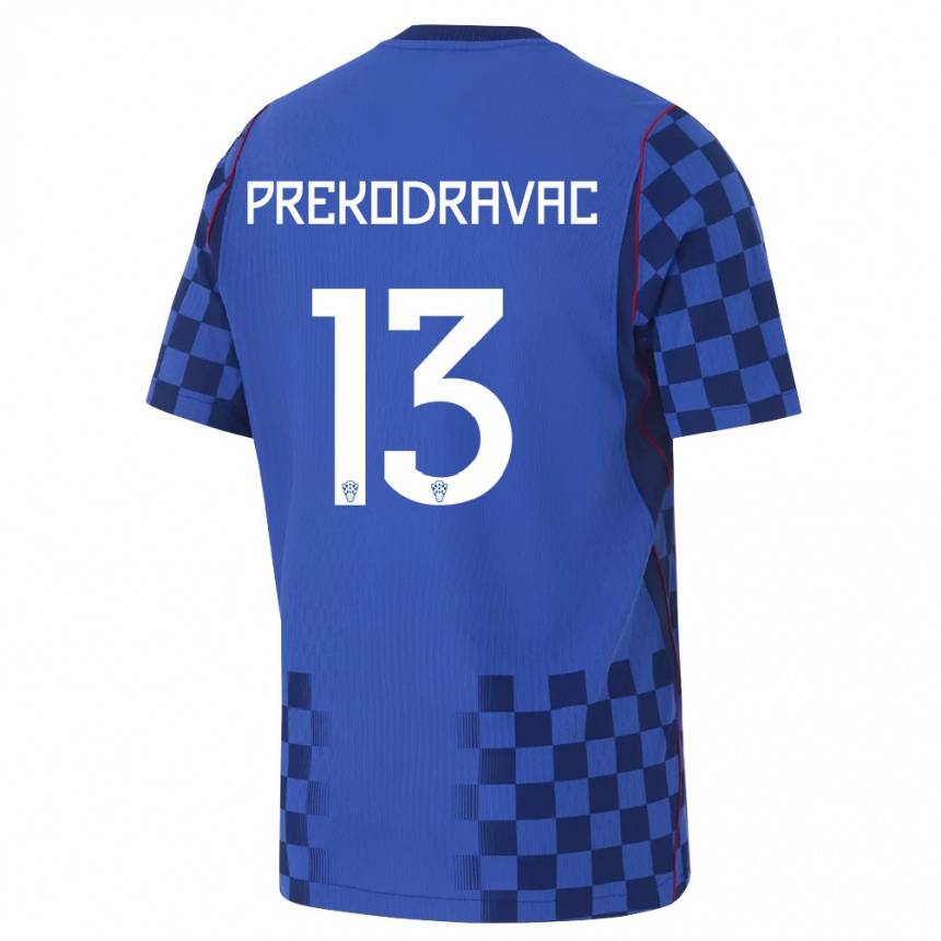 גברים כדורגל קרואטיה Marin Prekodravac #13 כחול כהה אדום הרחק ג'רזי 26-28