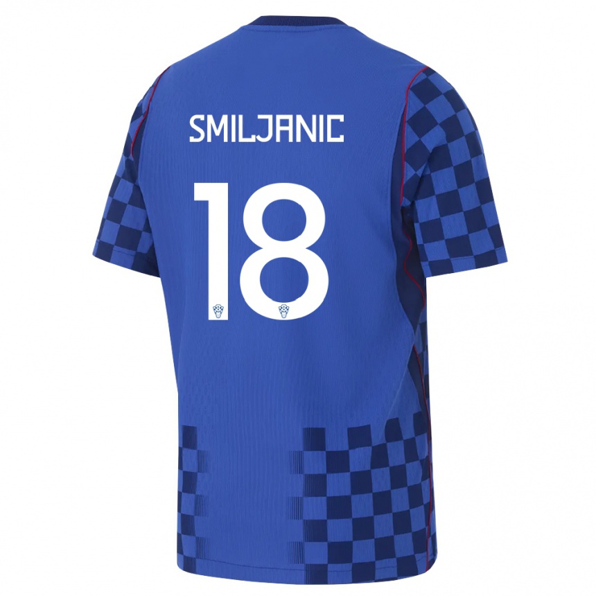 גברים כדורגל קרואטיה Pavle Smiljanic #18 כחול כהה אדום הרחק ג'רזי 26-28