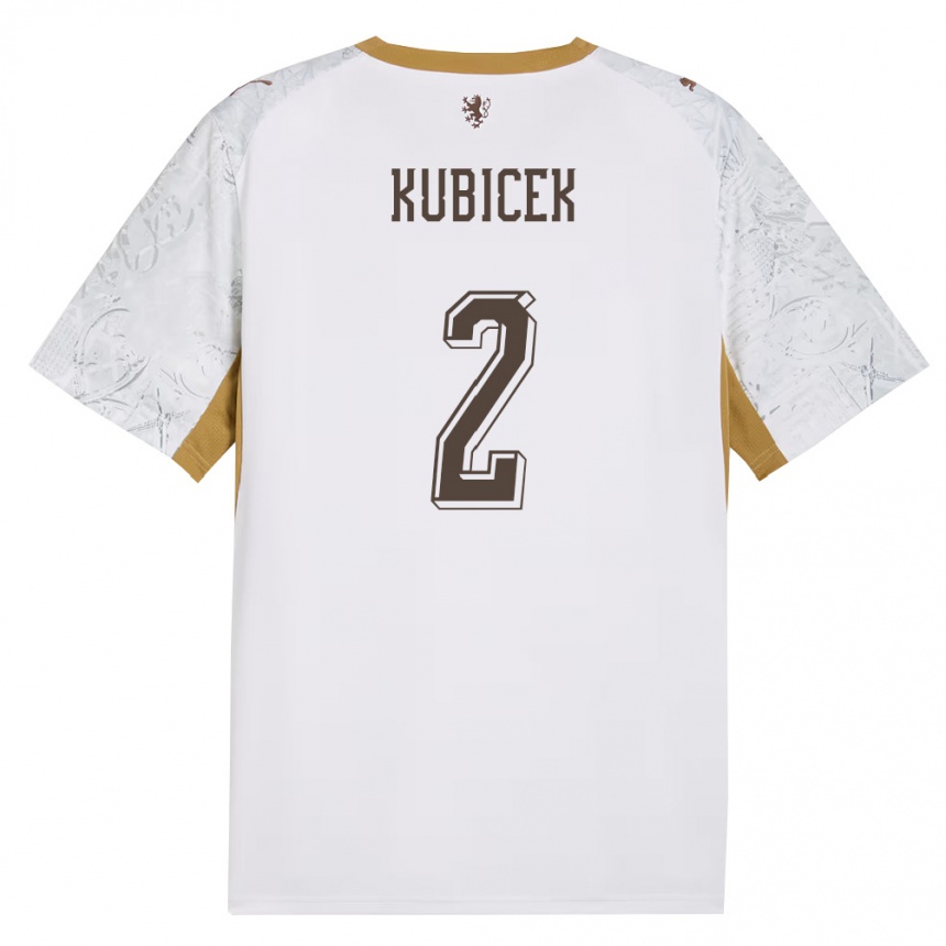 גברים כדורגל צ'כיה Ondrej Kubicek #2 שמנת זהב אפור הרחק ג'רזי 26-28