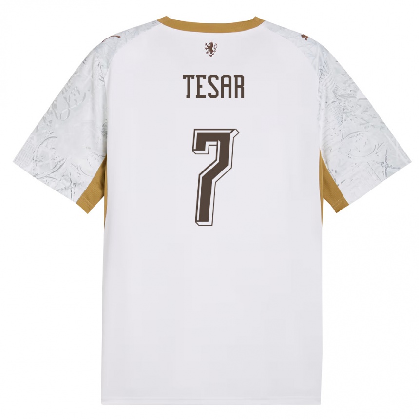 גברים כדורגל צ'כיה Simon Tesar #7 שמנת זהב אפור הרחק ג'רזי 26-28
