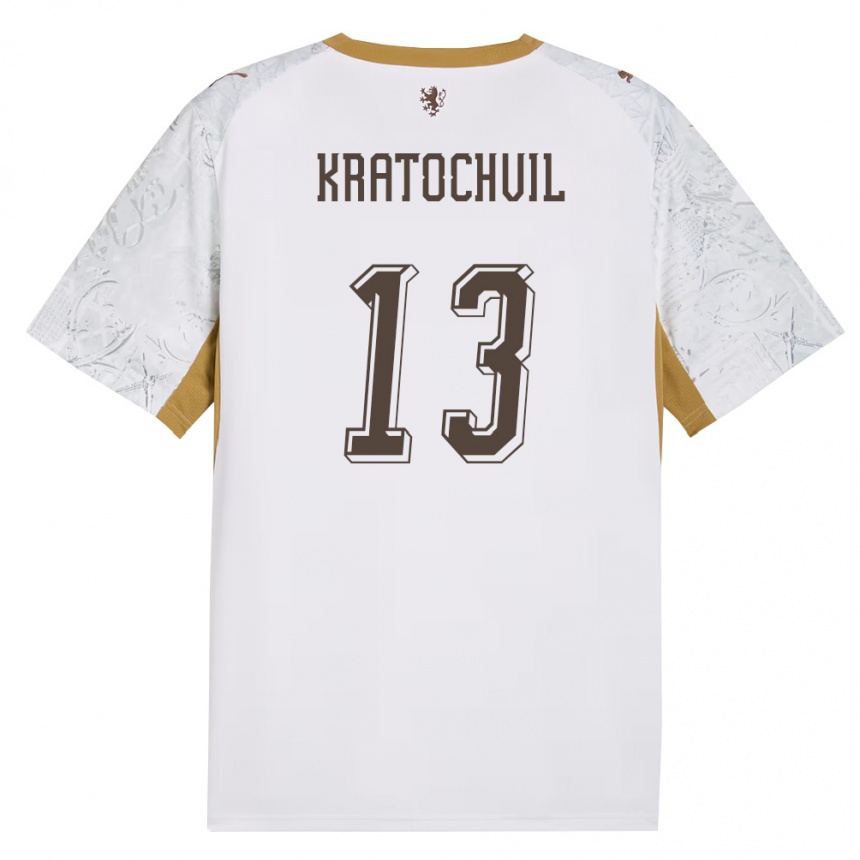 גברים כדורגל צ'כיה Jakub Kratochvil #13 שמנת זהב אפור הרחק ג'רזי 26-28