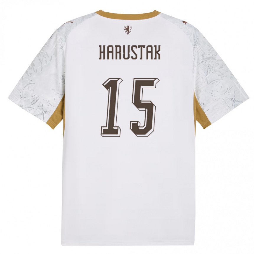 גברים כדורגל צ'כיה Jan Harustak #15 שמנת זהב אפור הרחק ג'רזי 26-28
