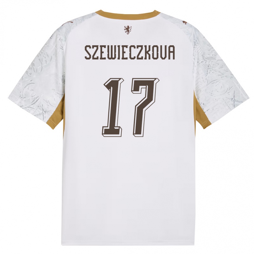 גברים כדורגל צ'כיה Tereza Szewieczková #17 שמנת זהב אפור הרחק ג'רזי 26-28