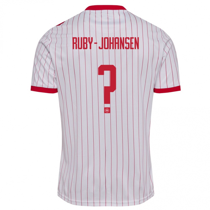 גברים כדורגל דנמרק Gustav Ruby-Johansen #0 לבן אדום הרחק ג'רזי 26-28