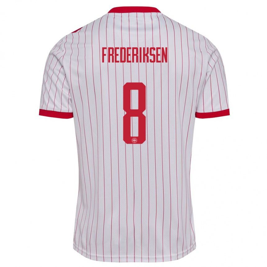 גברים כדורגל דנמרק Albert Frederiksen #8 לבן אדום הרחק ג'רזי 26-28