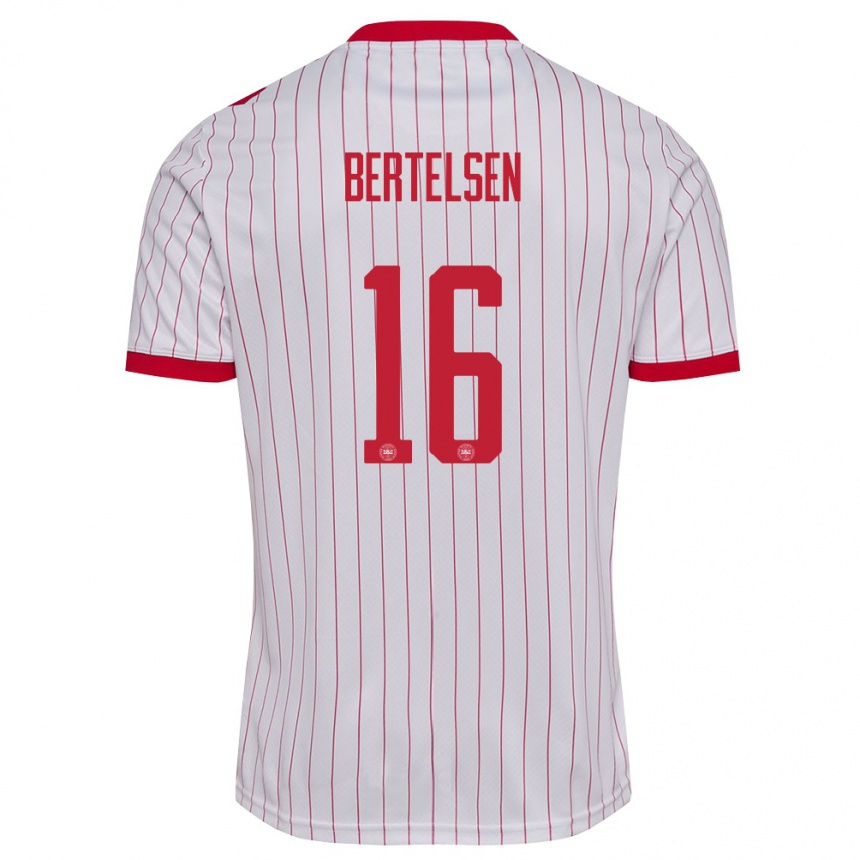 גברים כדורגל דנמרק Villads Bertelsen #16 לבן אדום הרחק ג'רזי 26-28