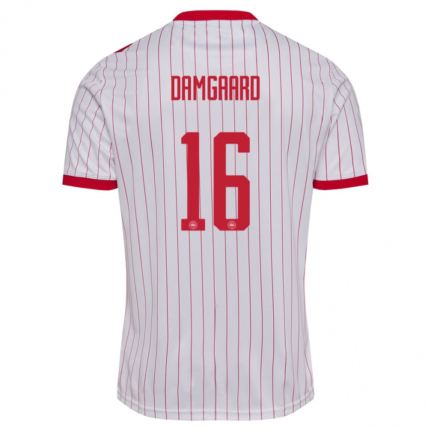 גברים כדורגל דנמרק William Damgaard #16 לבן אדום הרחק ג'רזי 26-28