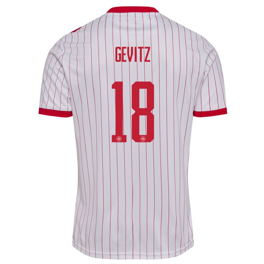 גברים כדורגל דנמרק לונה גביץ #18 לבן אדום הרחק ג'רזי 26-28