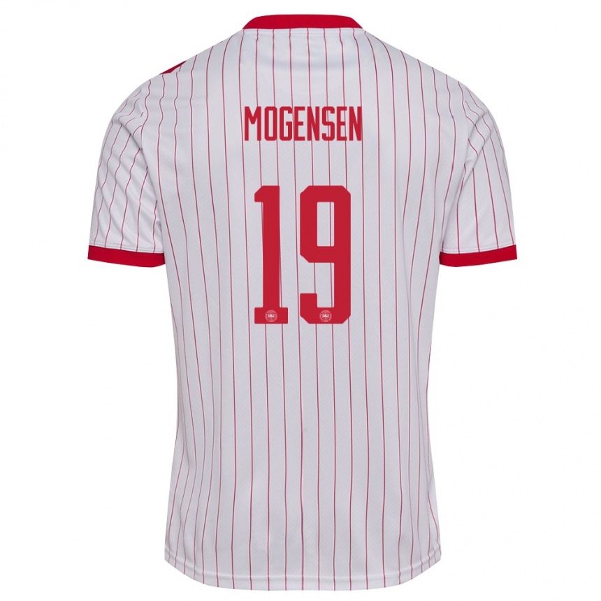 גברים כדורגל דנמרק Marcus Mogensen #19 לבן אדום הרחק ג'רזי 26-28