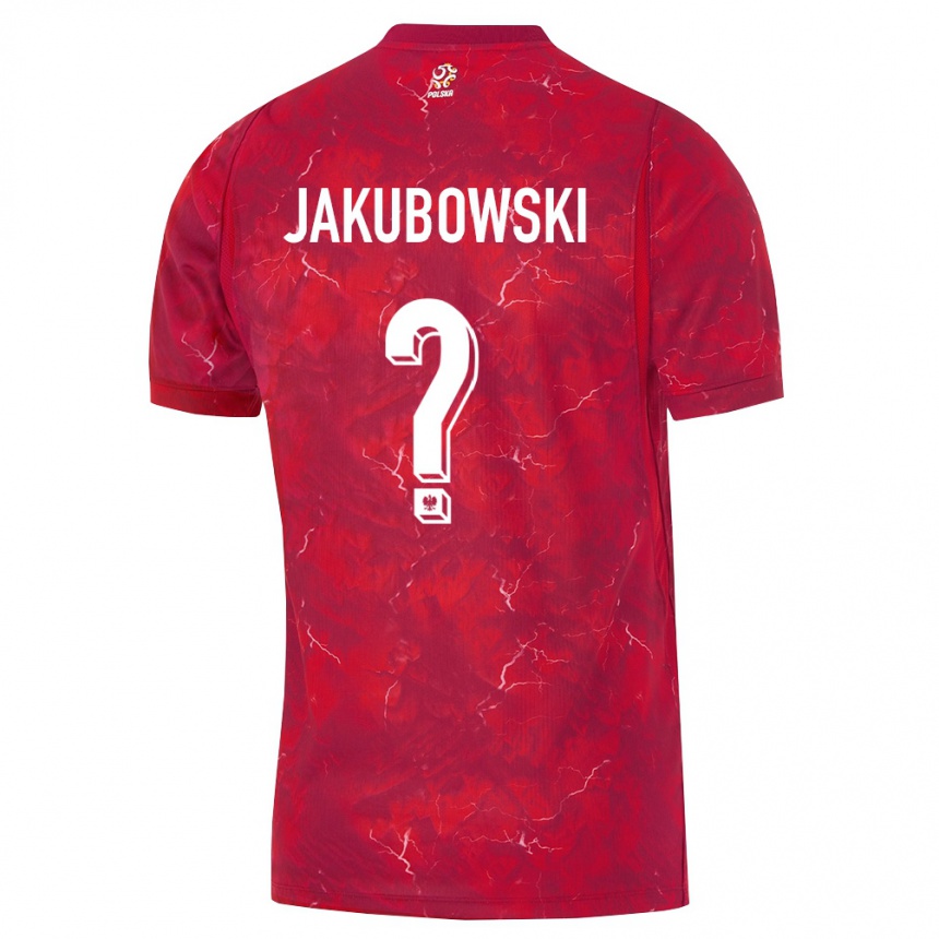 גברים כדורגל פולין Tomasz Jakubowski #0 אדום לבן הרחק ג'רזי 26-28