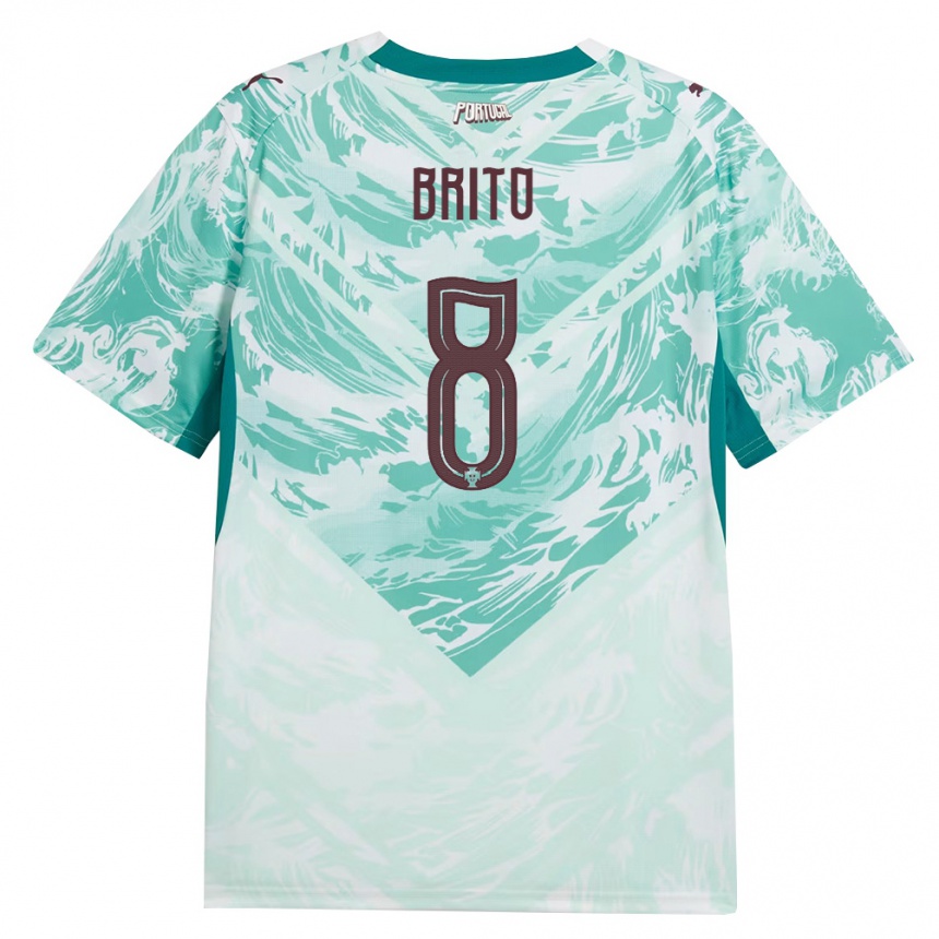 גברים כדורגל פורטוגל João Brito #8 כחול שמיים לבן ירוק הרחק ג'רזי 26-28