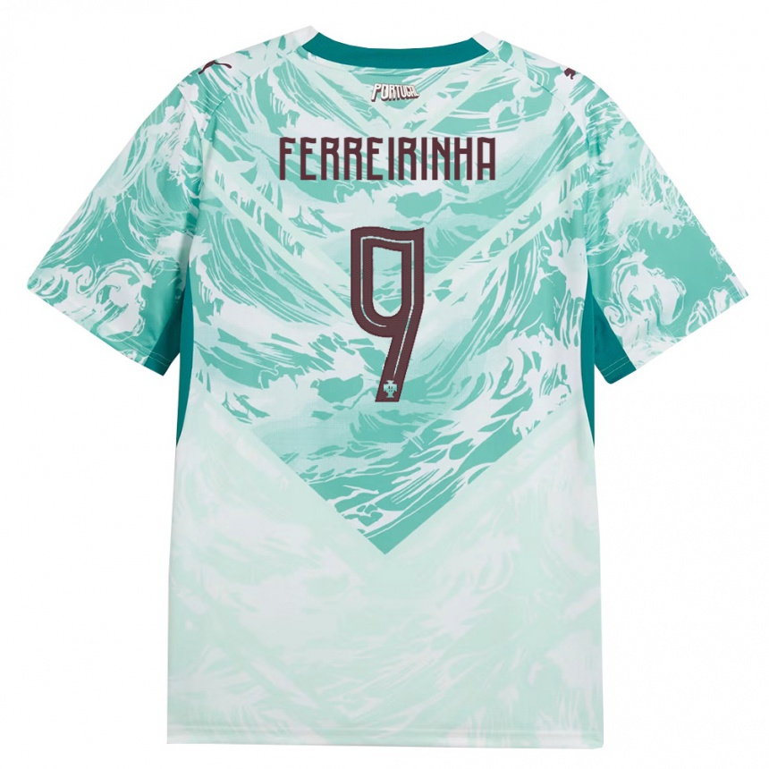 גברים כדורגל פורטוגל Afonso Ferreirinha #9 כחול שמיים לבן ירוק הרחק ג'רזי 26-28