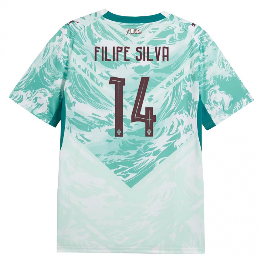 גברים כדורגל פורטוגל Filipe Silva #14 כחול שמיים לבן ירוק הרחק ג'רזי 26-28
