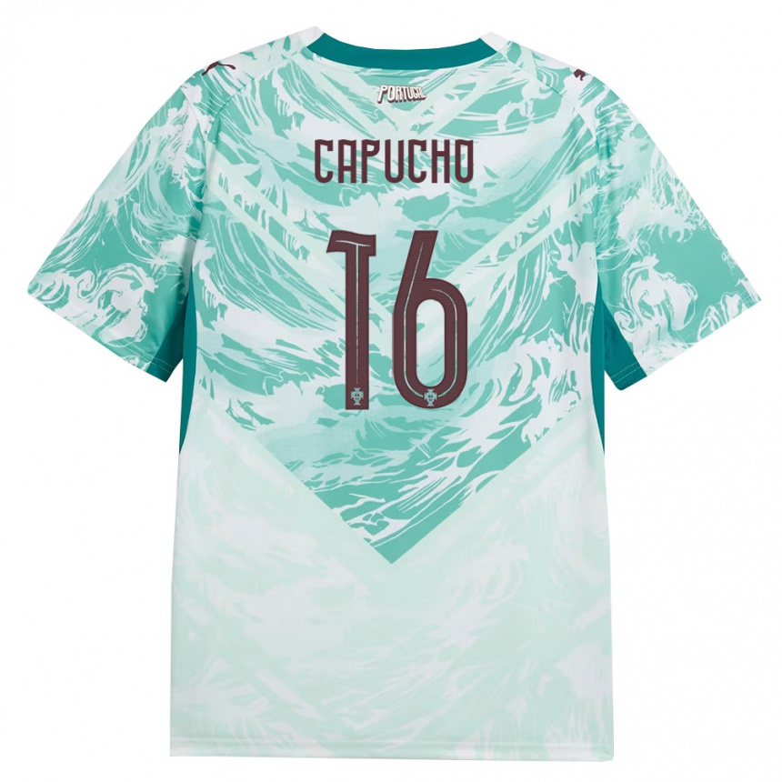 גברים כדורגל פורטוגל João Capucho #16 כחול שמיים לבן ירוק הרחק ג'רזי 26-28