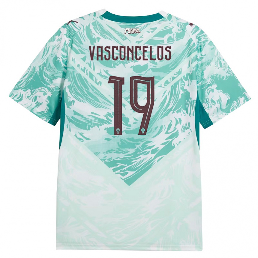 גברים כדורגל פורטוגל Vasconcelos #19 כחול שמיים לבן ירוק הרחק ג'רזי 26-28