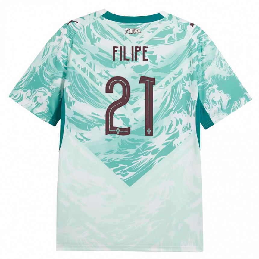 גברים כדורגל פורטוגל Yanick Filipe #21 כחול שמיים לבן ירוק הרחק ג'רזי 26-28