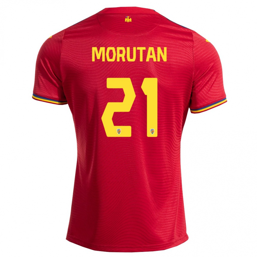 גברים כדורגל רומניה אולימפיו מורוצאן #21 אדום כהה צהוב הרחק ג'רזי 26-28