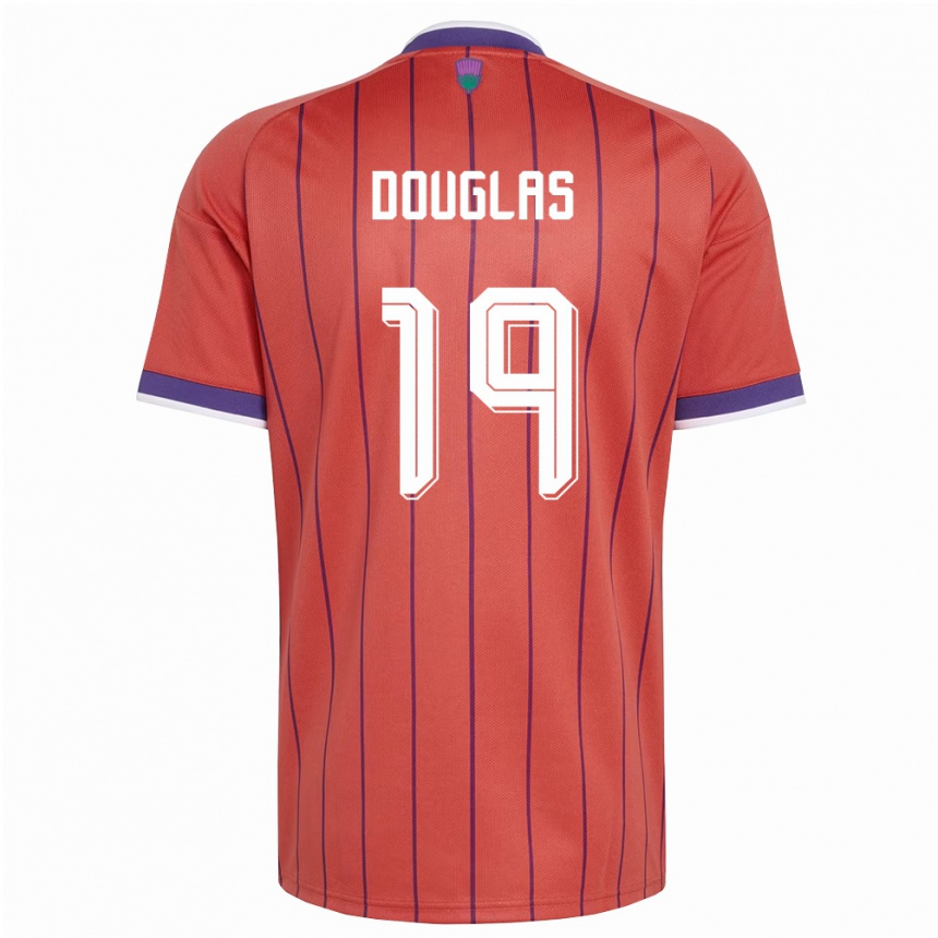 גברים כדורגל סקוטלנד Luke Douglas #19 כתום סגול הרחק ג'רזי 26-28