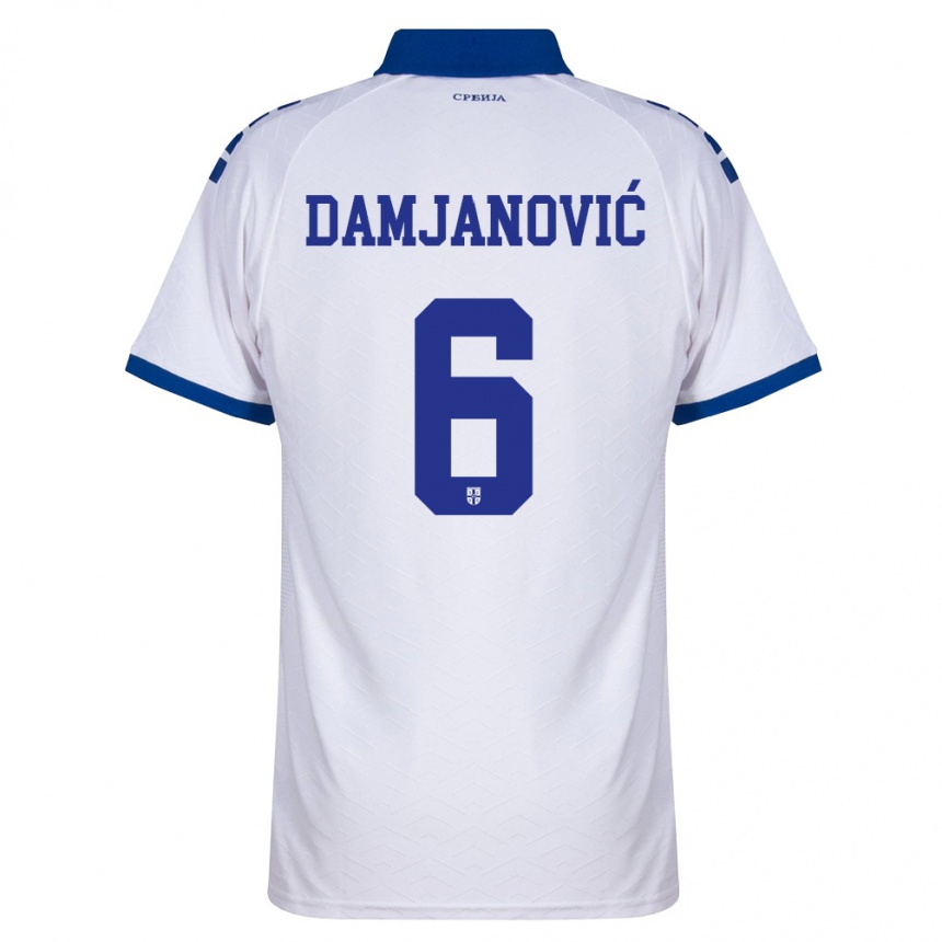 גברים כדורגל סרביה נבנה דמייאנוביץ׳ #6 כהה לבן אדום הרחק ג'רזי 26-28
