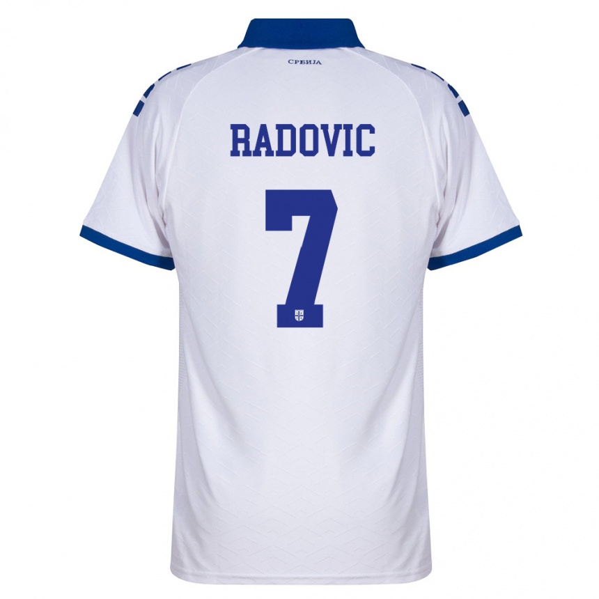 גברים כדורגל סרביה Dusan Radovic #7 כהה לבן אדום הרחק ג'רזי 26-28