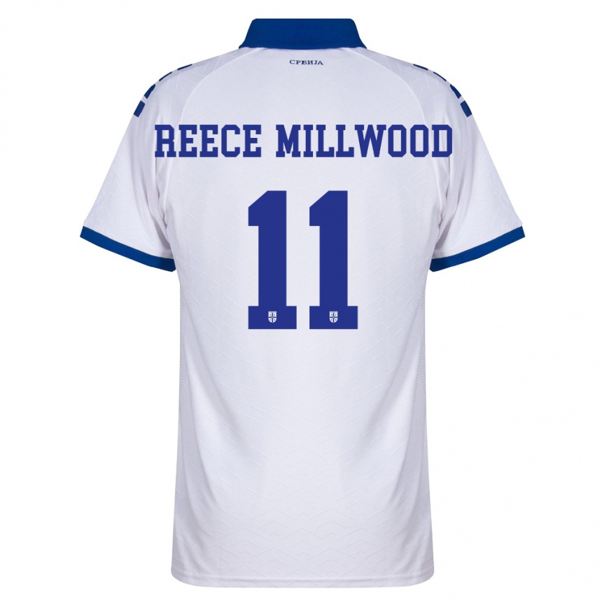 גברים כדורגל סרביה William Reece Millwood #11 כהה לבן אדום הרחק ג'רזי 26-28