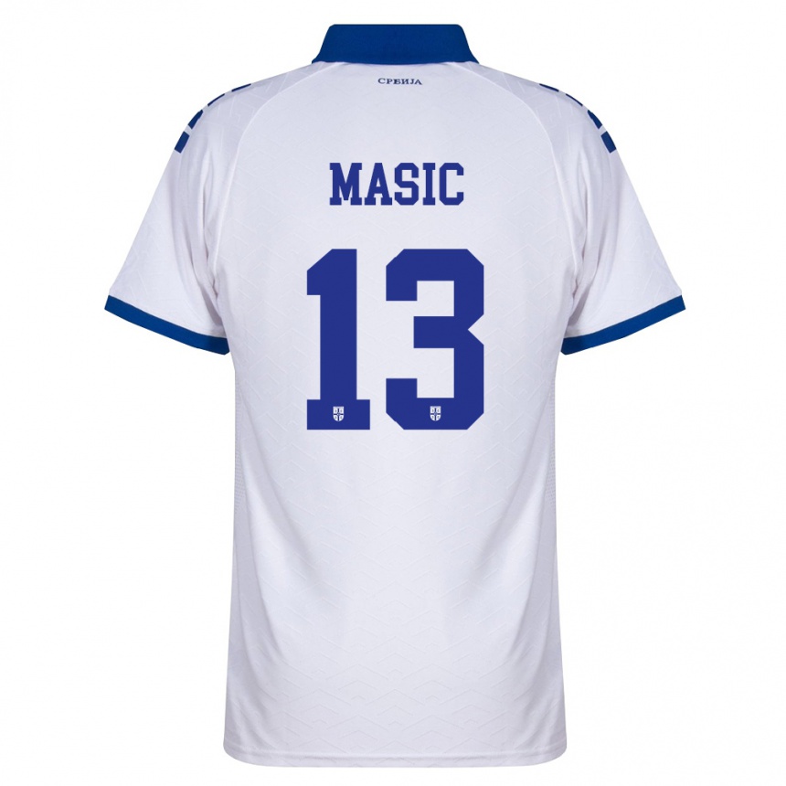 גברים כדורגל סרביה Stefan Masic #13 כהה לבן אדום הרחק ג'רזי 26-28