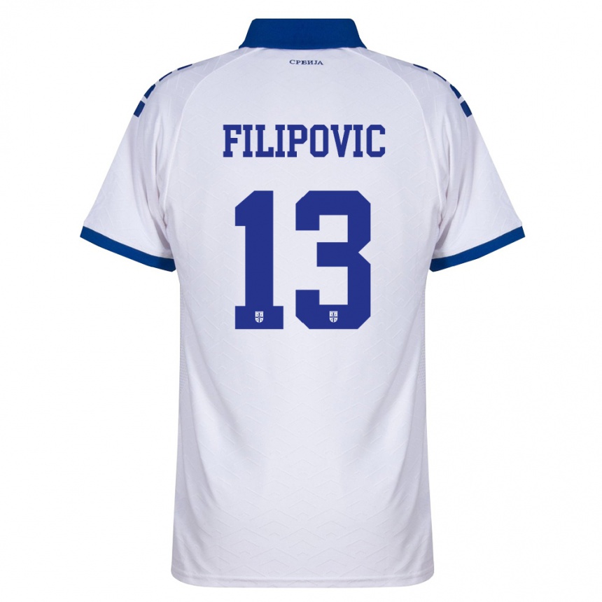 גברים כדורגל סרביה Uros Filipovic #13 כהה לבן אדום הרחק ג'רזי 26-28